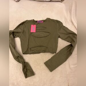 Edikted Green Crop Top with Cutout Design